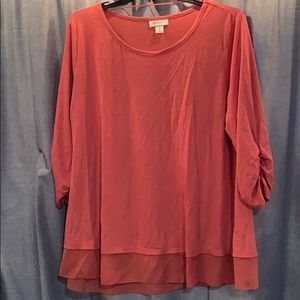 3/4 length dressy orangish shirt